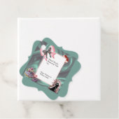 Étiquette de faveur de mariage sarcelle et blush (En situation)