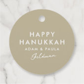Étiquette de faveur de Menorah de Hanukkah moderne (Dos)