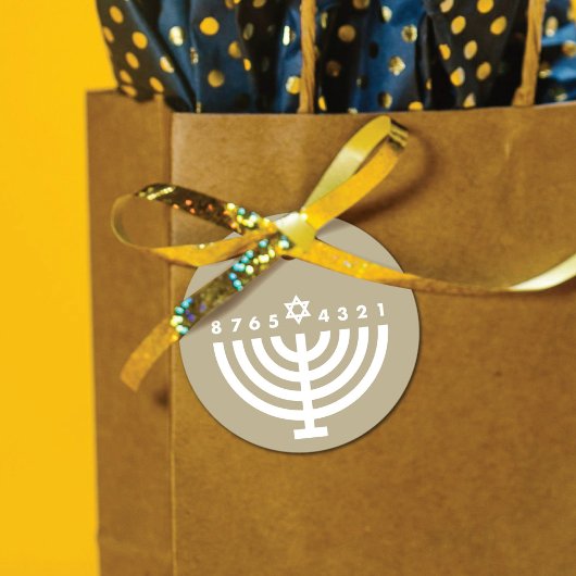 Étiquette de faveur de Menorah de Hanukkah moderne
