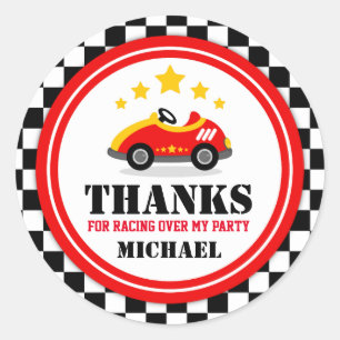 Étiquette de faveur de Merci de voiture de course