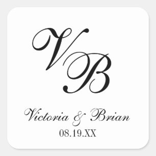 Étiquette de faveur de monogramme de mariage perso