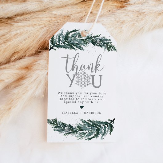 Étiquette de Faveur de Noël RORY Green Winter Pine