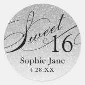 Étiquette de faveur de paillettes Glam argent pers (Devant)