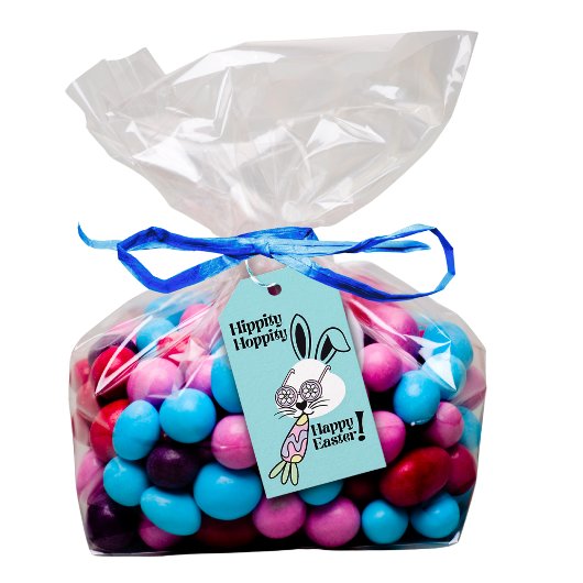 Étiquette de faveur de Pâques rétro Bunny Flower P