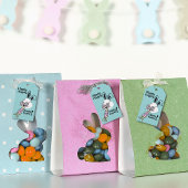 Étiquette de faveur de Pâques rétro Bunny Flower P