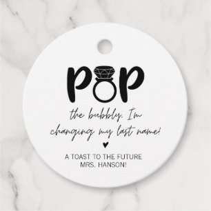 Étiquette de faveur de pop de bague de diamant noi