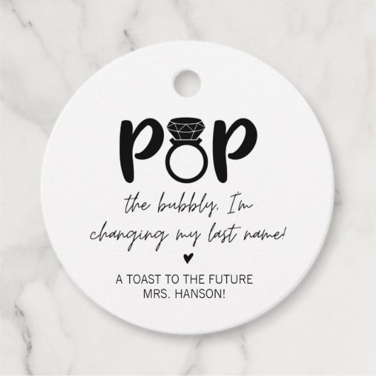 Étiquette de faveur de pop de bague de diamant noi (Devant)