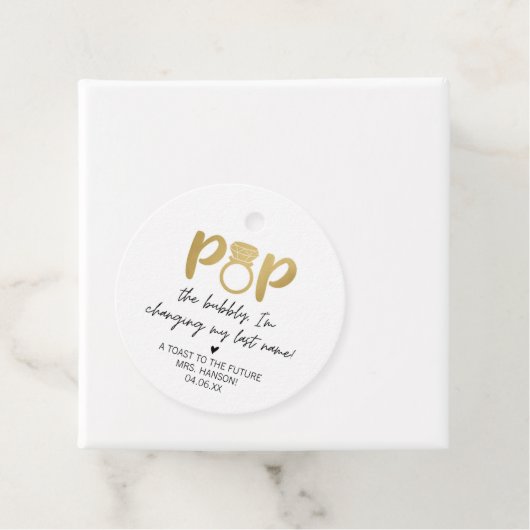 Étiquette de faveur de pop de l'anneau d'or Faire  (En situation)