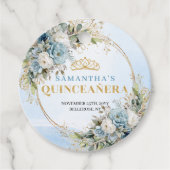 Étiquette de faveur de princesse bleu pâle or euca (Devant)