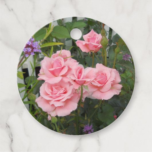 Étiquette de faveur de roses roses (Devant)