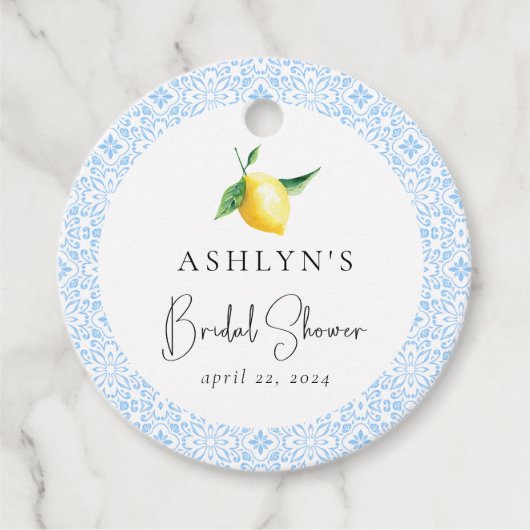 Étiquette de faveur de shower de mariage citron Ca (Devant)