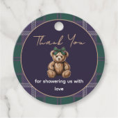 Étiquette de faveur de thème d'ours de fille chic (Devant)