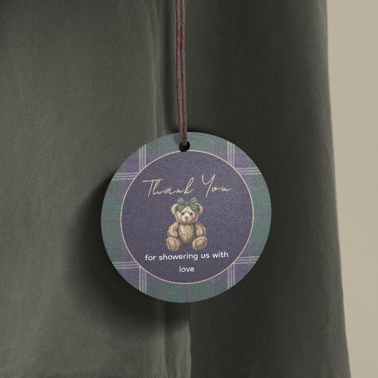 Étiquette de faveur de thème d'ours de fille chic