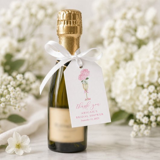 Étiquette de faveur de verre à champagne Hydrangea
