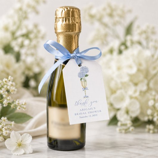 Étiquette de faveur de verre à champagne Hydrangea