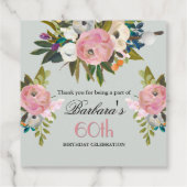 Étiquette de faveur élégante florale 60e anniversa (Dos)
