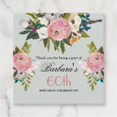 Étiquette de faveur élégante florale 60e anniversa (Devant)