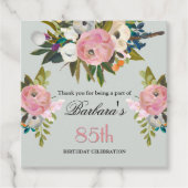 Étiquette de faveur élégante florale 85e anniversa (Devant)