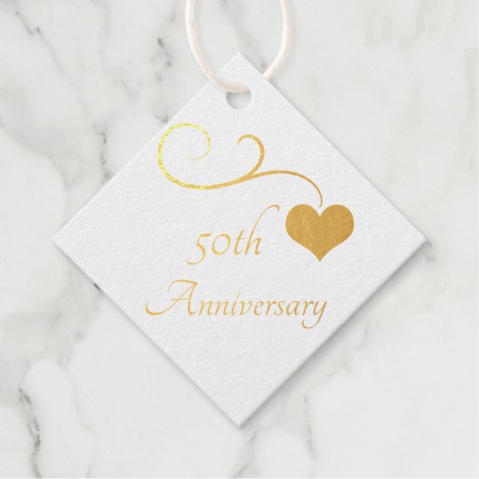 Étiquette de faveur en feuille d'or à coeur (Devant)