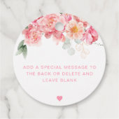 Étiquette de faveur florale de pivoine de Piper (Dos)