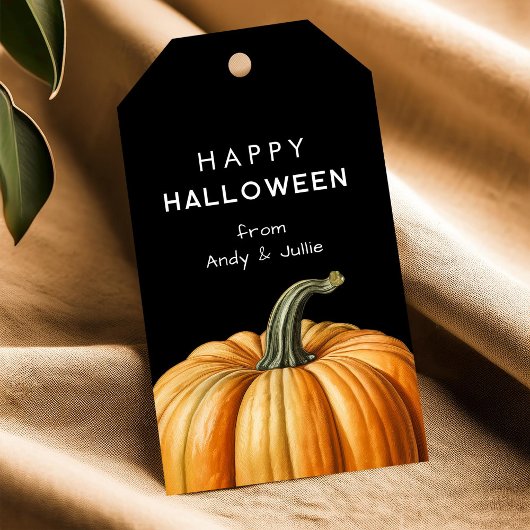 Étiquette de faveur Halloween avec grosse citrouil