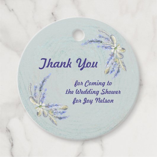 Étiquette de faveur, Merci pour la douche de maria (Devant)