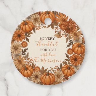 Étiquette de faveur ronde Friendsgiving Couronne d