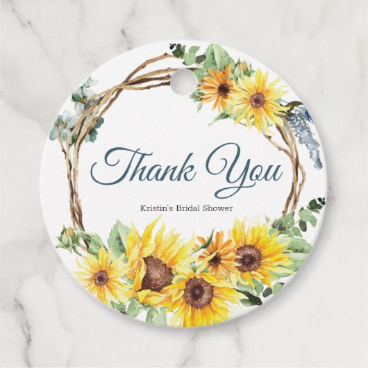 Étiquette de Favori Rond de Tournesol d'Été (Devant)