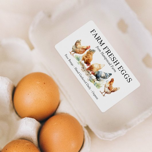 Étiquette de Ferme d'Œufs Frais de Poules