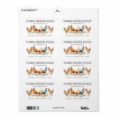 Étiquette de Ferme d'Œufs Frais de Poules (Feuille entière)