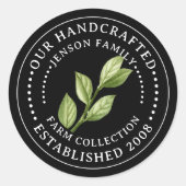 Étiquette de ferme familial avec Feuilles d'herbes (Devant)