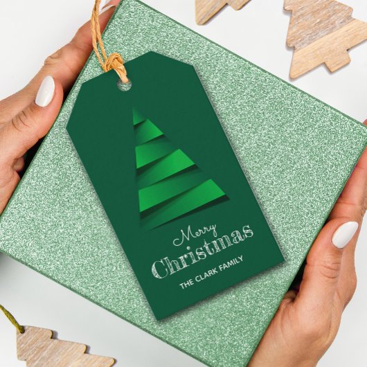 Étiquette de fête de Noël d'arbre de Noël abstrait