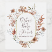 Étiquette de fête pour bouteille de vin Fleurs sau (Étiquettes simples)