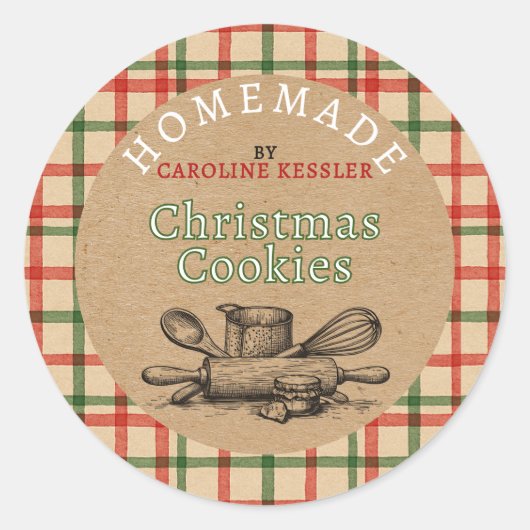 Étiquette de feuille pour biscuits de Noël faits m (Devant)