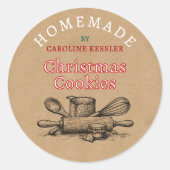 Étiquette de feuilles pour biscuits de Noël faits (Devant)