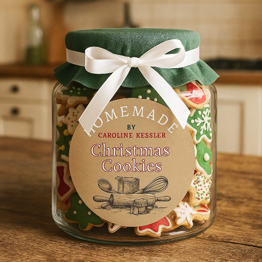 Étiquette de feuilles pour biscuits de Noël faits