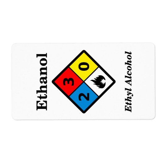 Étiquette de fiches signalétiques d'éthanol (Devant)