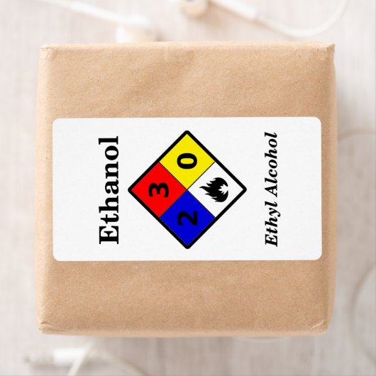 Étiquette de fiches signalétiques d'éthanol (En situation)