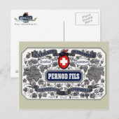 Étiquette de fichiers Pernod de carte postale (Devant / Derrière)