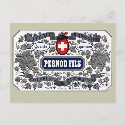 Étiquette de fichiers Pernod de carte postale (Devant)
