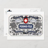 Étiquette de fichiers Pernod de carte postale (Devant / Derrière)