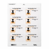 Étiquette de fin d'études / Réunion Noir Orange Pa (Feuille entière)