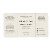 Étiquette de flacon de 4oz d'huile à barbe pour sa (Devant)