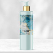 Étiquette de flacon de cosmétiques à marbre bleu e