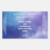 Étiquette de flacon de cosmétiques bleu et violet (Devant)