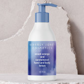 Étiquette de flacon de cosmétiques bleu et violet