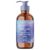 Étiquette de flacon de cosmétiques bleu et violet