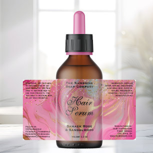 Étiquette de flacon de cosmétiques en or rose pail