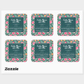 Étiquette de flacon de cosmétiques Fleurs roses et (Feuille)