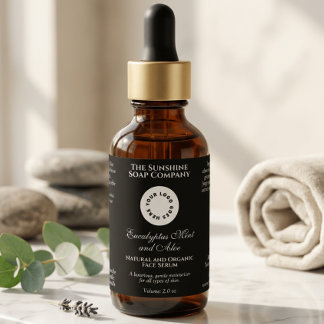 Étiquette de flacon de cosmétiques noir avec logo